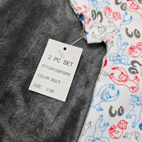 Curious George Bodysuits 2-Pack Baby Unisex 0-3M or 6-9M NWT Cartoon Monkey - Picture 4 of 7